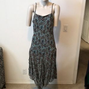 Turquoise brown paisley dress beaded
